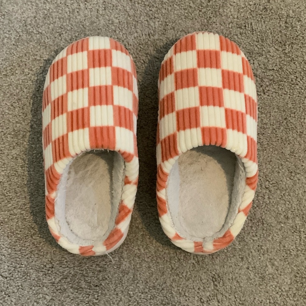 Orange and White Checkered Slippers
